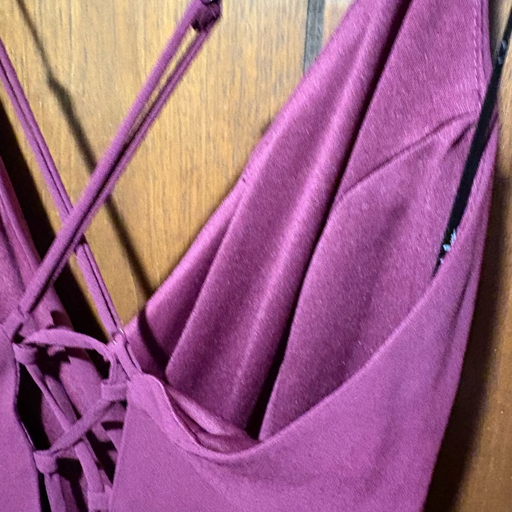 Lulu's Wine Ruffle Dress - Picture 8 of 14